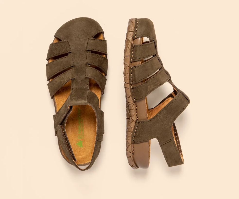 TABERNAS N5862 KHAKI LEATHER SANDALS