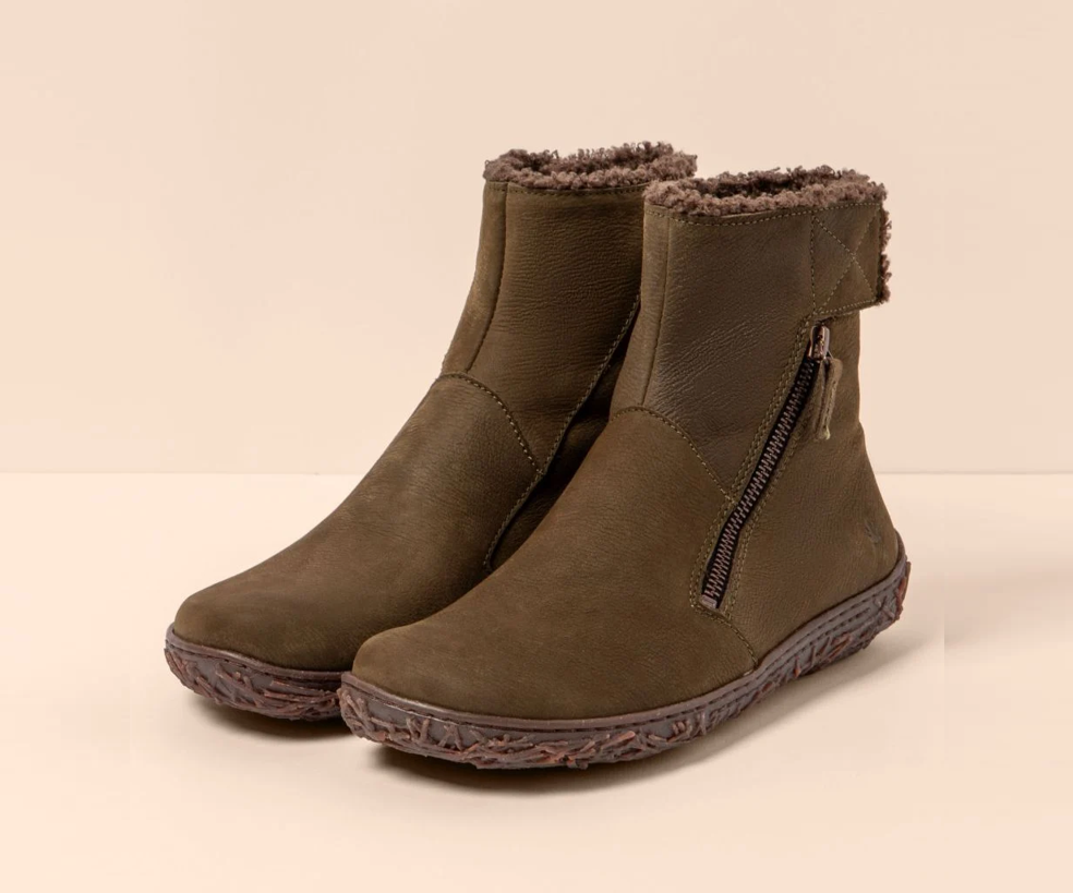 NIDO N5457 KHAKI LEATHER ANKLE BOOTS