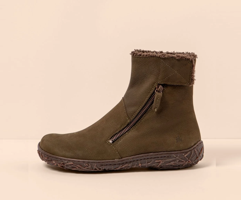 NIDO N5457 KHAKI LEATHER ANKLE BOOTS