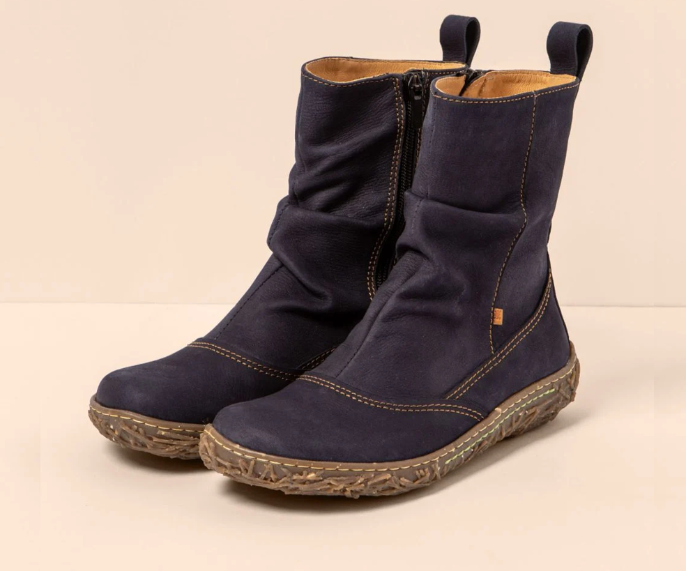 NIDO N722 NAVY BLUE LEATHER ANKLE BOOT