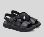NIJAR M0B-0125 MEN'S BLACK LEATHER SANDAL