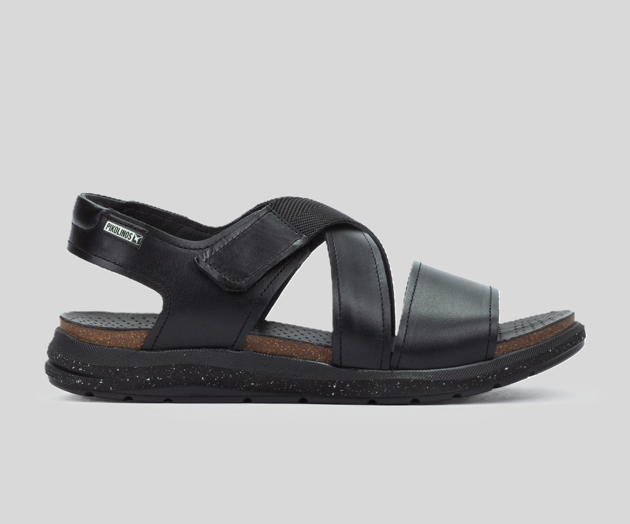 NIJAR M0B-0125 MEN'S BLACK LEATHER SANDAL