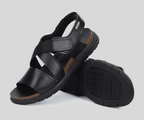 NIJAR M0B-0125 MEN'S BLACK LEATHER SANDAL