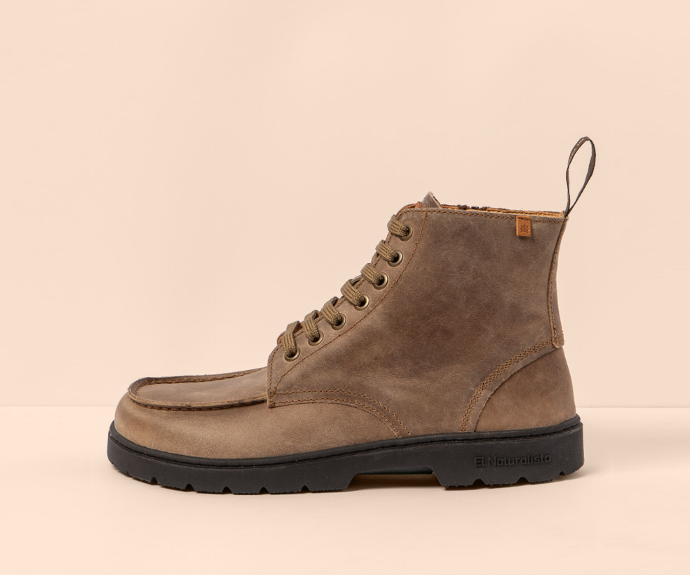 NOMADA N5263 STONE LEATHER LACEUP BOOTS