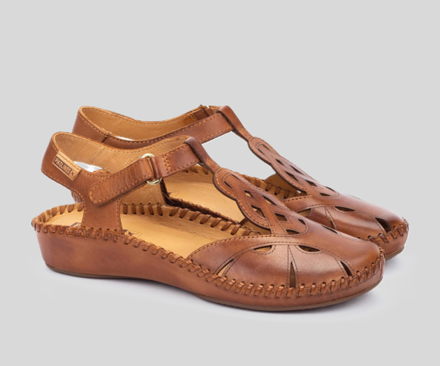P.VALLARTA 655-0703 BROWN SEMI OPEN SANDALS