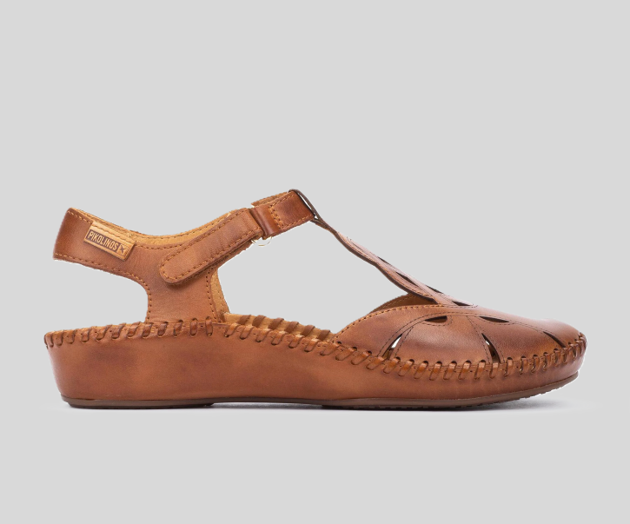 P.VALLARTA 655-0703 BROWN SEMI OPEN SANDALS