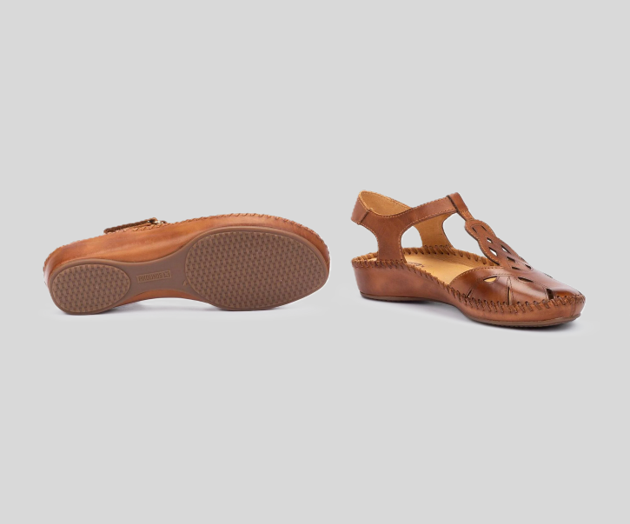 P.VALLARTA 655-0703 BROWN SEMI OPEN SANDALS