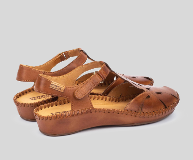P.VALLARTA 655-0703 BROWN SEMI OPEN SANDALS