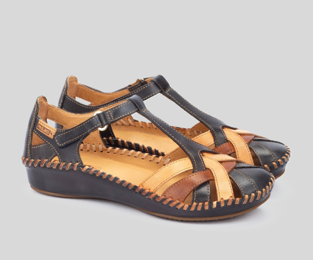 P.VALLARTA 655-0732 NAVY SEMI OPEN SANDALS