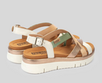 PALMA W4N-0650 CREAM, MINT & GOLD LEATHER SANDALS