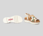 PALMA W4N-0650 CREAM, MINT & GOLD LEATHER SANDALS