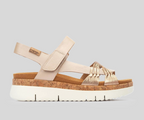 PALMA W4N-0968 CREAM & GOLD LEATHER WEDGE SANDALS