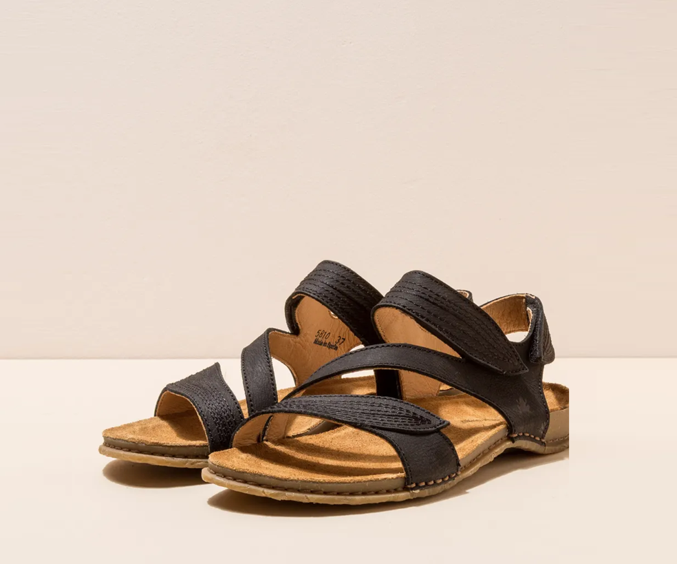 PANGLAO N5810 BLACK LEATHER SANDALS