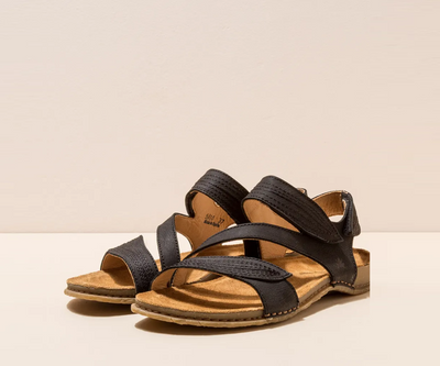 PANGLAO N5810 BLACK LEATHER SANDALS