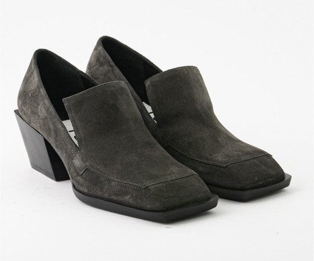 RAS SHOES SAMPLE - POPULAR 8328 GREY SUEDE HEELED LOAFER