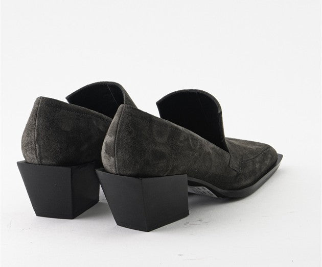 RAS SHOES SAMPLE - POPULAR 8328 GREY SUEDE HEELED LOAFER