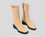 ROWING CREAM LEATHER LONG BOOT