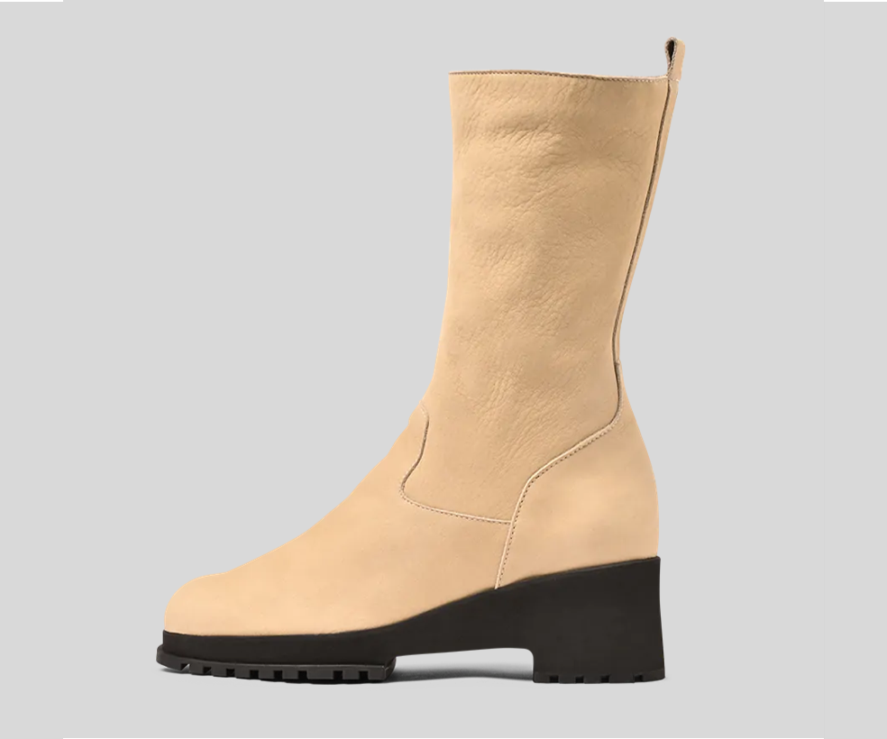 ROWING CREAM LEATHER LONG BOOT