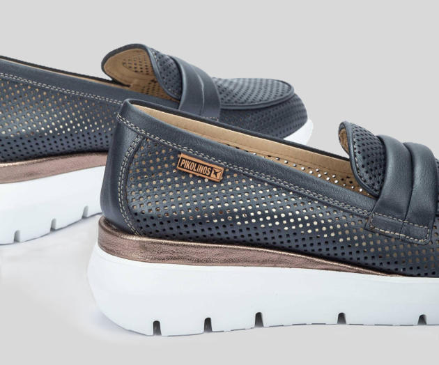 RUEDA W2A-3862 BLUE LEATHER MOCCASIN