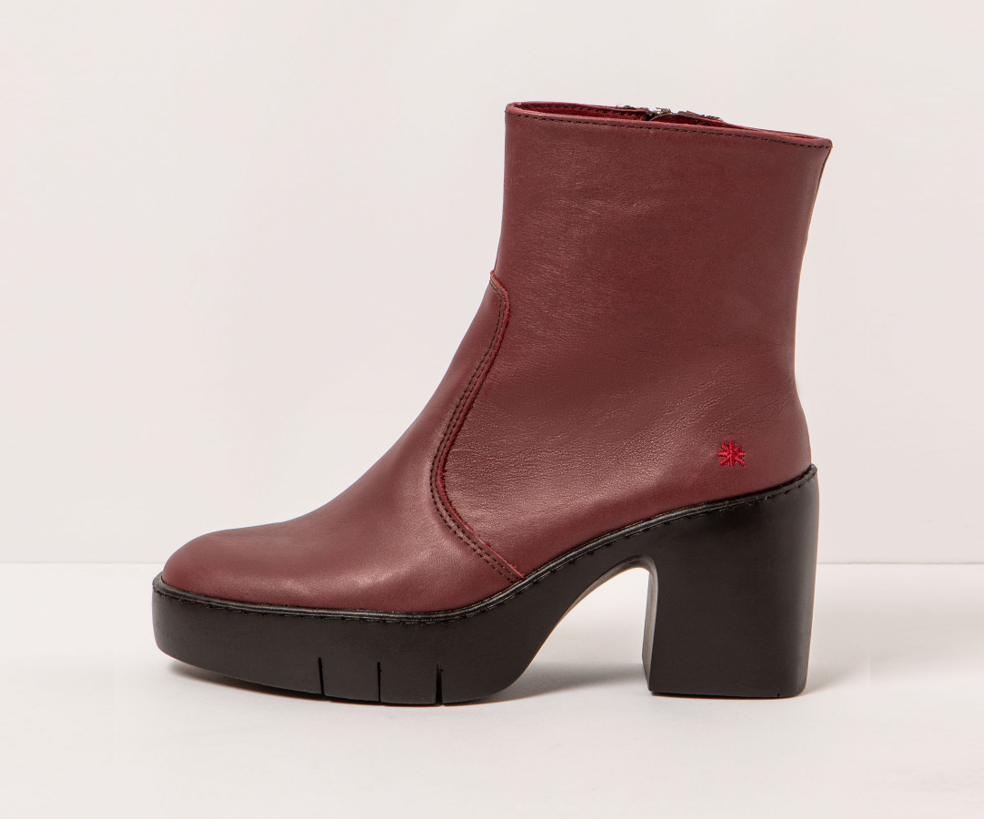 SOFIA 1656 BURGUNDY LEATHER ANKLE BOOT