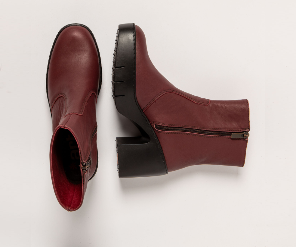 SOFIA 1656 BURGUNDY LEATHER ANKLE BOOT
