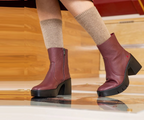 SOFIA 1656 BURGUNDY LEATHER ANKLE BOOT