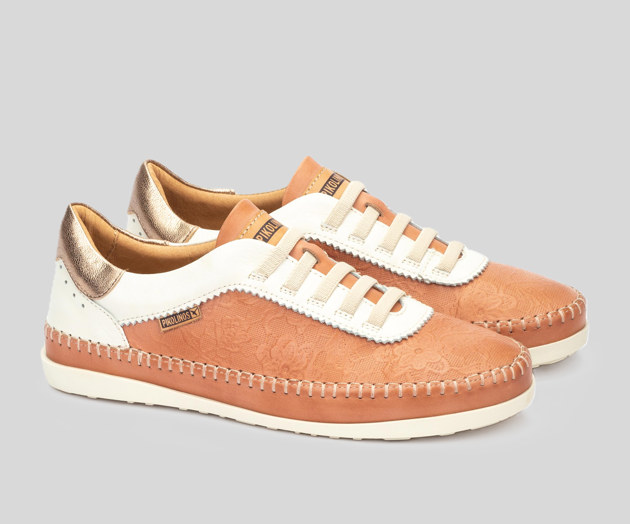 SOLLER W8B-6608 ORANGE & CREAM LEATHER SNEAKER