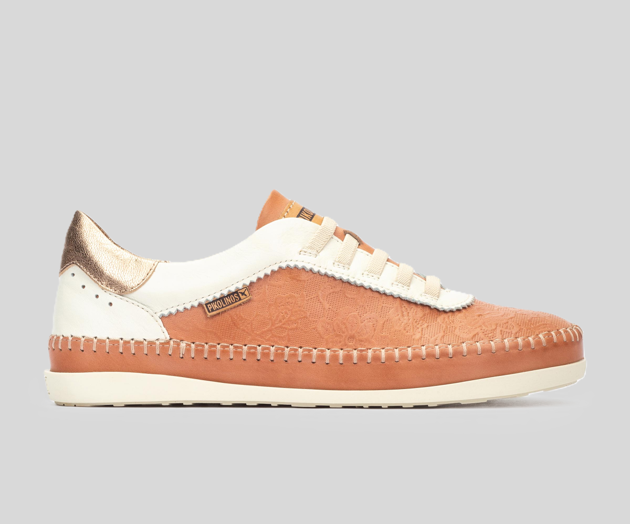 SOLLER W8B-6608 ORANGE & CREAM LEATHER SNEAKER