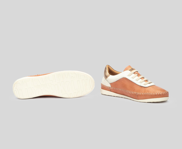 SOLLER W8B-6608 ORANGE & CREAM LEATHER SNEAKER