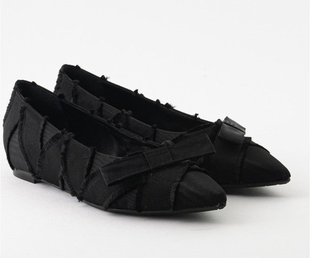 RAS SHOES SAMPLE - SYMBOL 8203 BLACK TEXTILE BALLERINAS