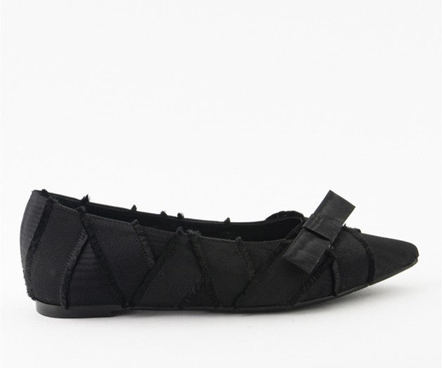 RAS SHOES SAMPLE - SYMBOL 8203 BLACK TEXTILE BALLERINAS