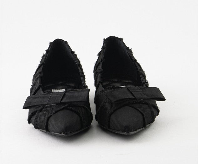 RAS SHOES SAMPLE - SYMBOL 8203 BLACK TEXTILE BALLERINAS