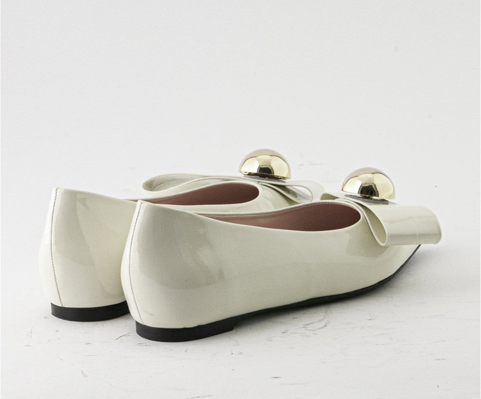 RAS SHOES SAMPLE - SYMBOL 8205 PATENT CREAM BALLERINA