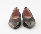 RAS SHOES SAMPLE - SYMBOL 8207 BROWN SUEDE/ PATENT BALLERINA