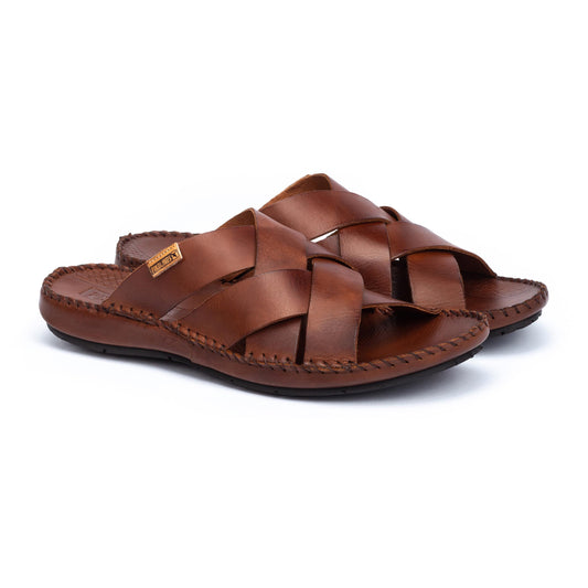 PIKOLINOS SAMPLE - TARIFA 06J-0015 MEN'S BROWN LEATHER SLIDE