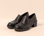 TICINO N5667 BLACK LEATHER HEELED LOAFER