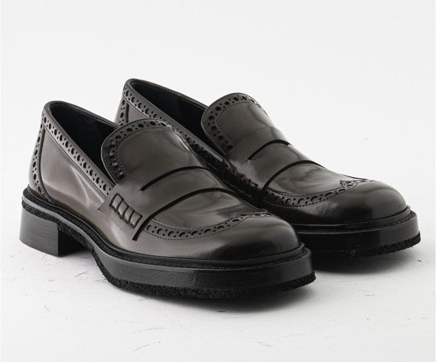 RAS SHOES SAMPLE - TISER 8316 BROWN LEATHER FLAT LOAFER