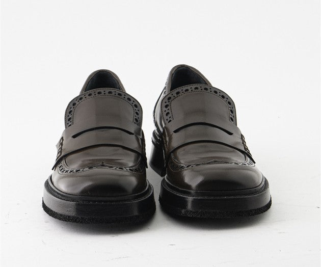 RAS SHOES SAMPLE - TISER 8316 BROWN LEATHER FLAT LOAFER