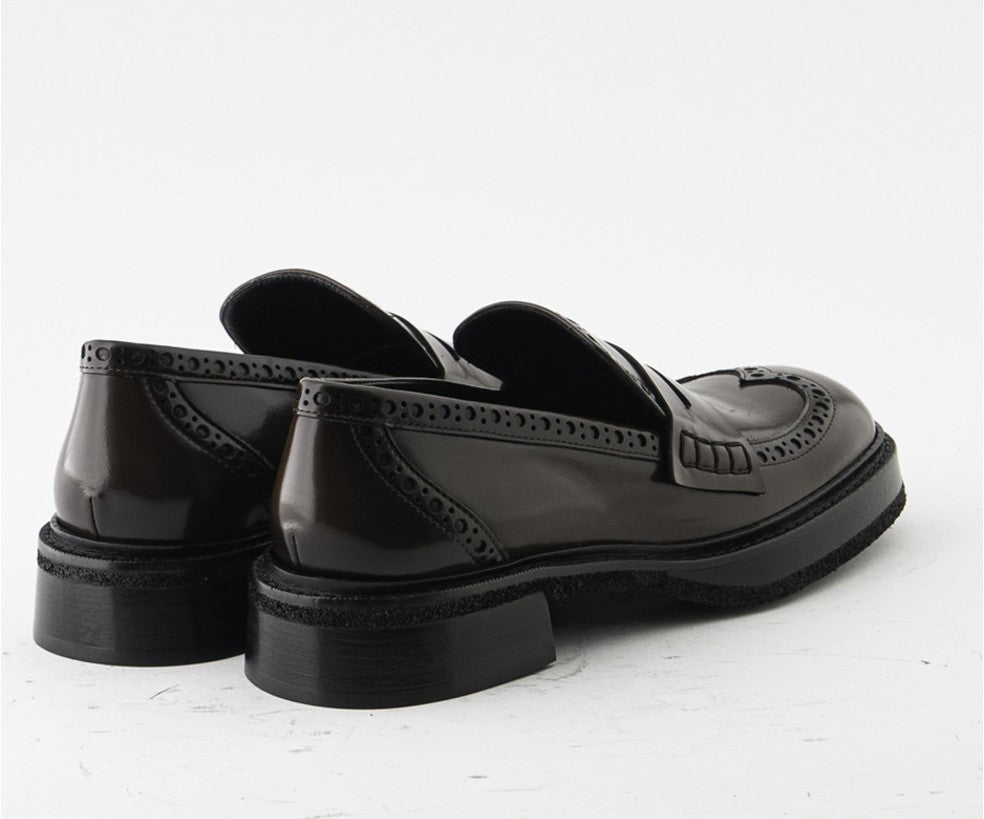 RAS SHOES SAMPLE - TISER 8316 BROWN LEATHER FLAT LOAFER