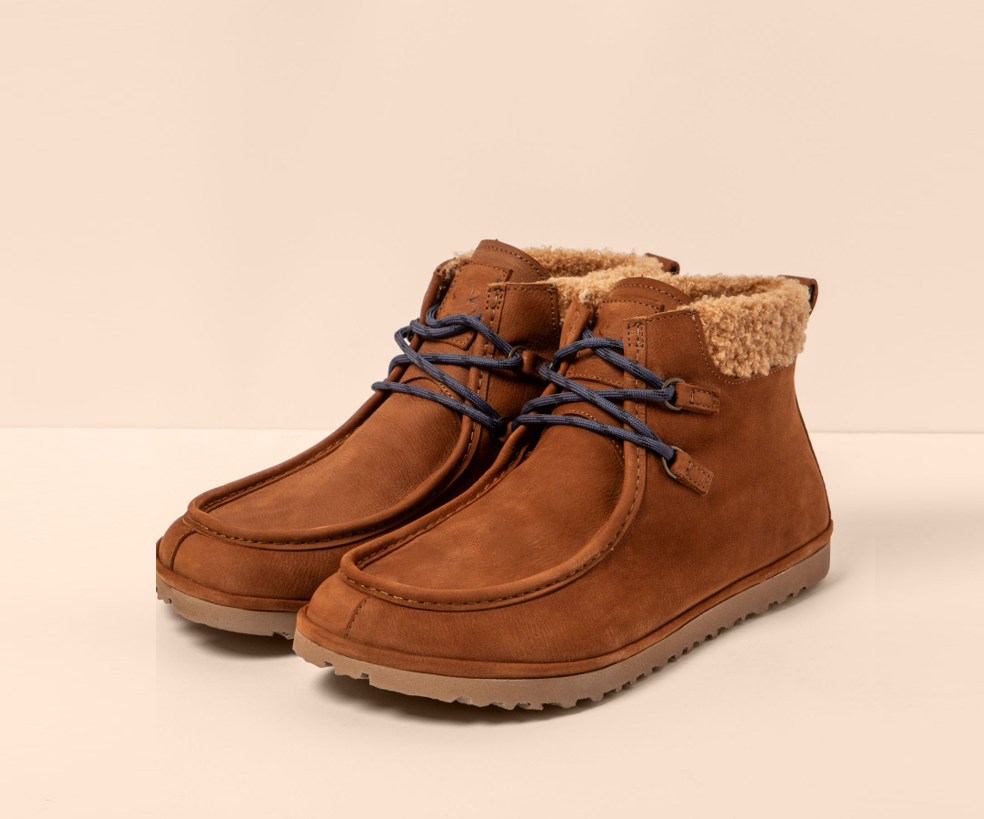 TRIBU N5373 BROWN LEATHER ANKLE BOOTS
