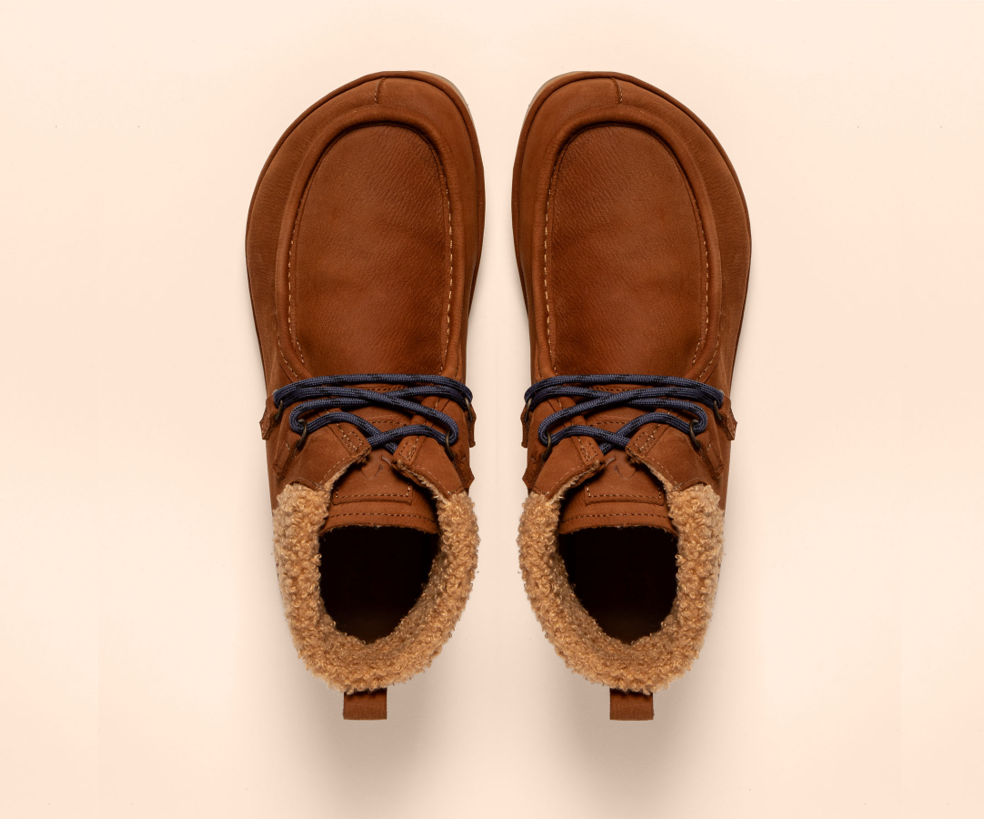 TRIBU N5373 BROWN LEATHER ANKLE BOOTS