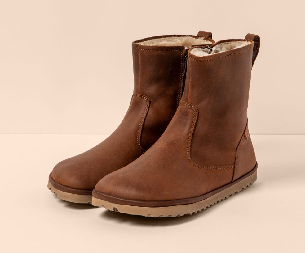 TRIBU N5375 BROWN LEATHER ANKLE BOOTS