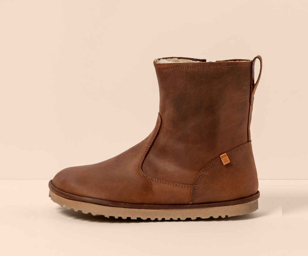 TRIBU N5375 BROWN LEATHER ANKLE BOOTS