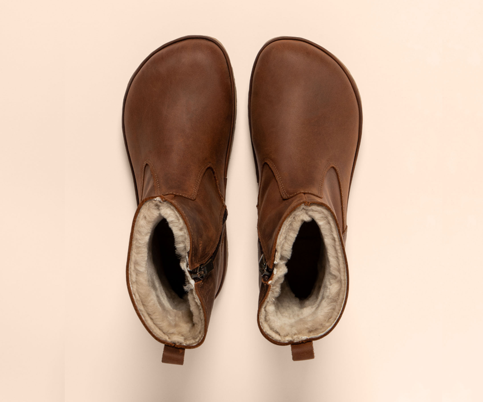 TRIBU N5375 BROWN LEATHER ANKLE BOOTS