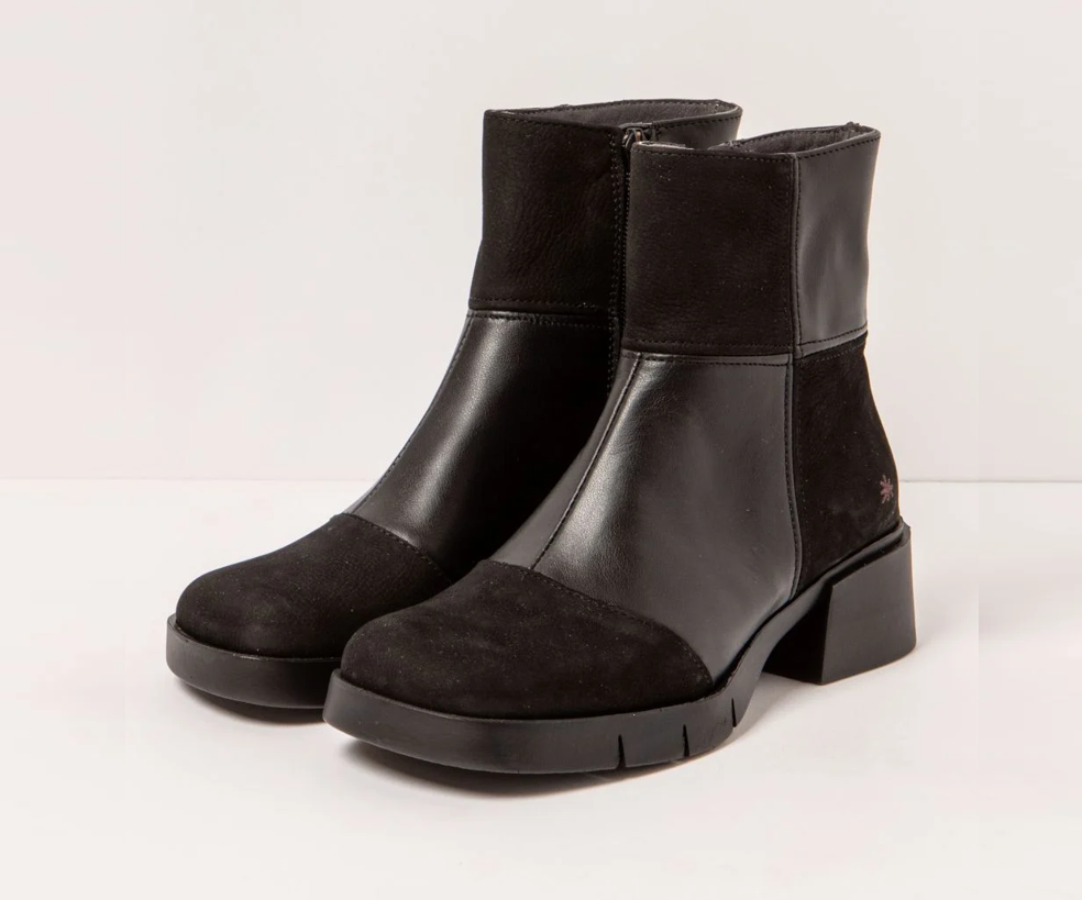 VARSOVIA 1285 BLACK MULTI LEATHER ANKLE BOOT