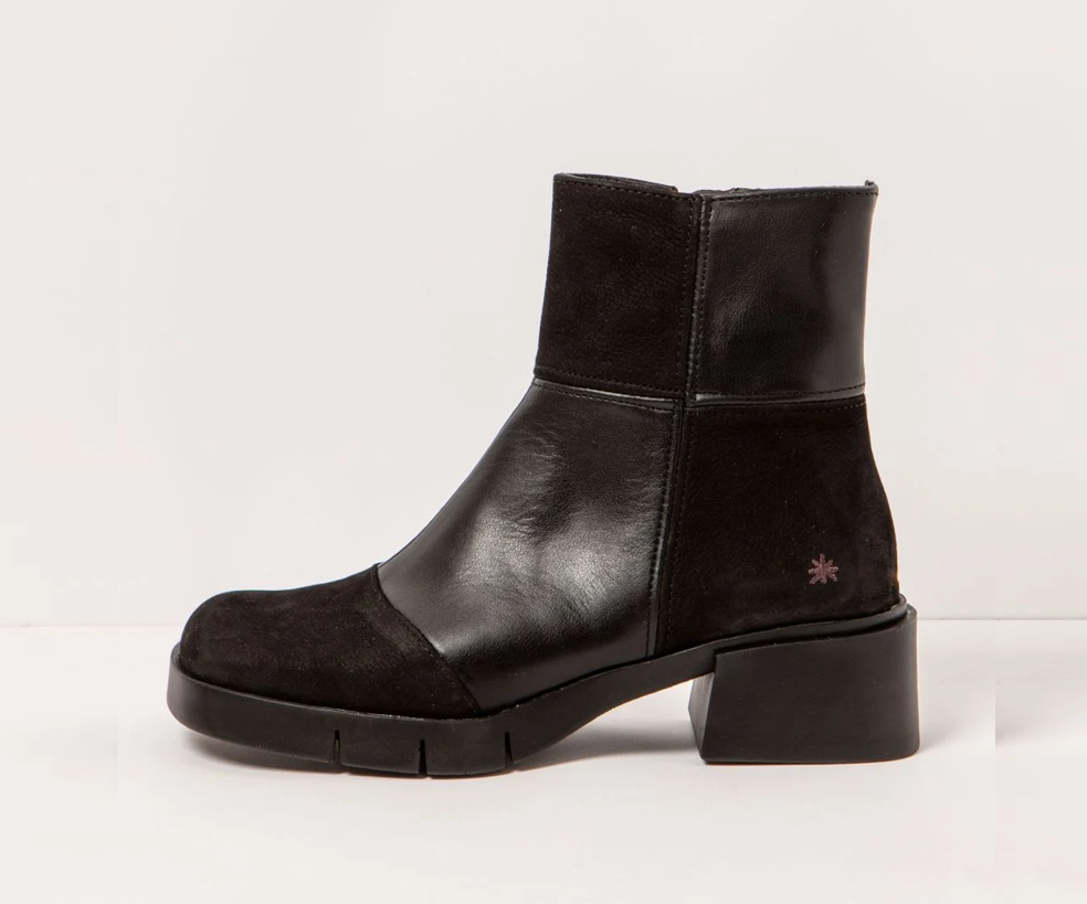 VARSOVIA 1285 BLACK MULTI LEATHER ANKLE BOOT