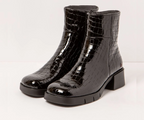 VARSOVIA 1284 CROC PATENT BLACK LEATHER BOOTS