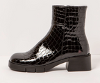 VARSOVIA 1284 CROC PATENT BLACK LEATHER BOOTS