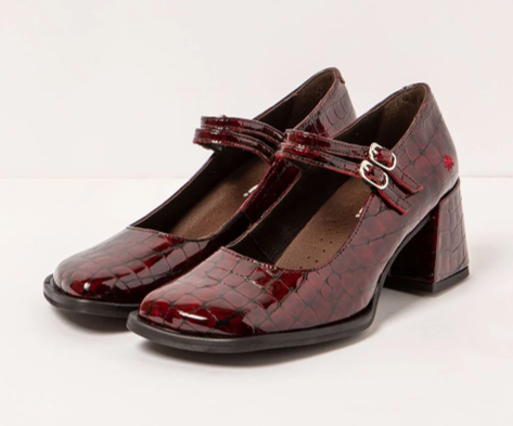 VERONA 1704 BURGUNDY PATENT CROC PRINT MARY JANE