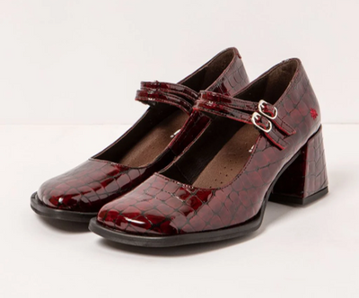 VERONA 1704 BURGUNDY PATENT CROC PRINT MARY JANE
